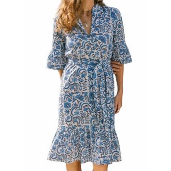 PERRY WALKER Dresses & Skirts - NEW PERRY WALKER tori midi shirt dress in blue floral